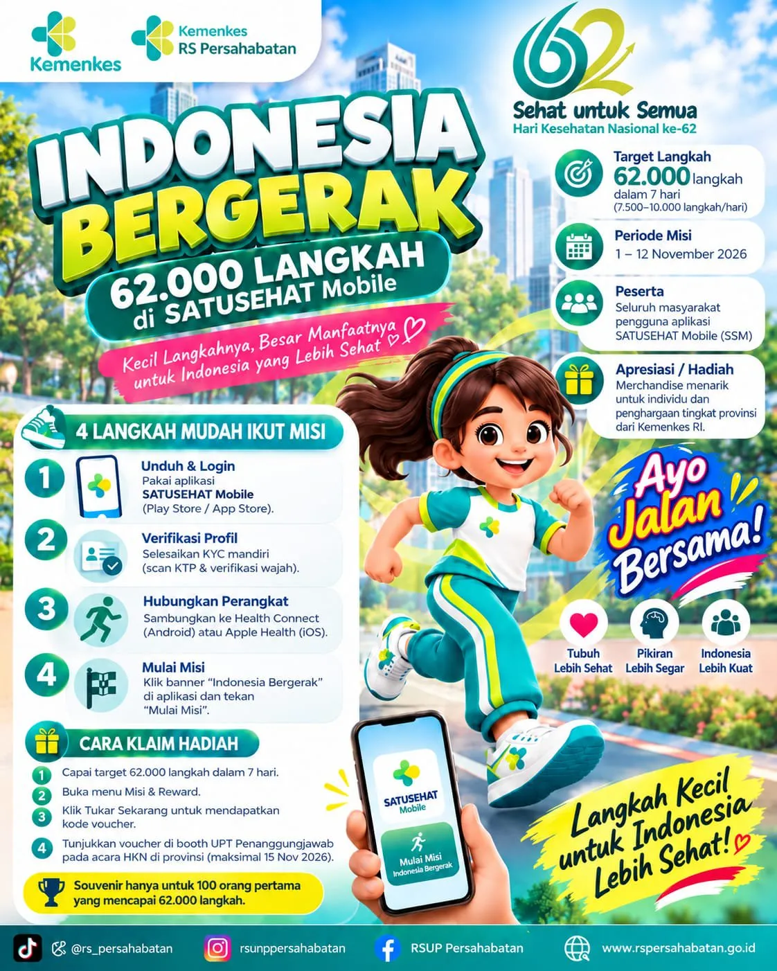 INDONESIA BERGERAK, 62.000 LANGKAH UNTUK HIDUP LEBIH SEHAT