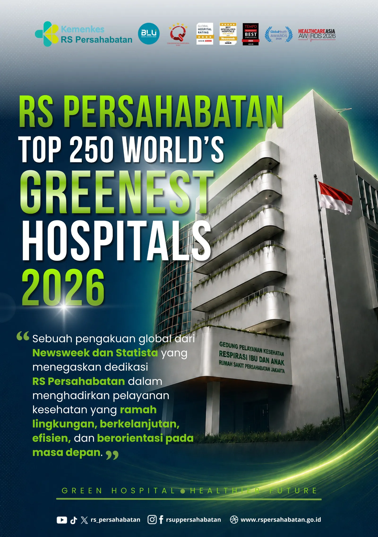 Rumah Sakit Persahabatan Top 250 World's Greenest Hospitals 2026